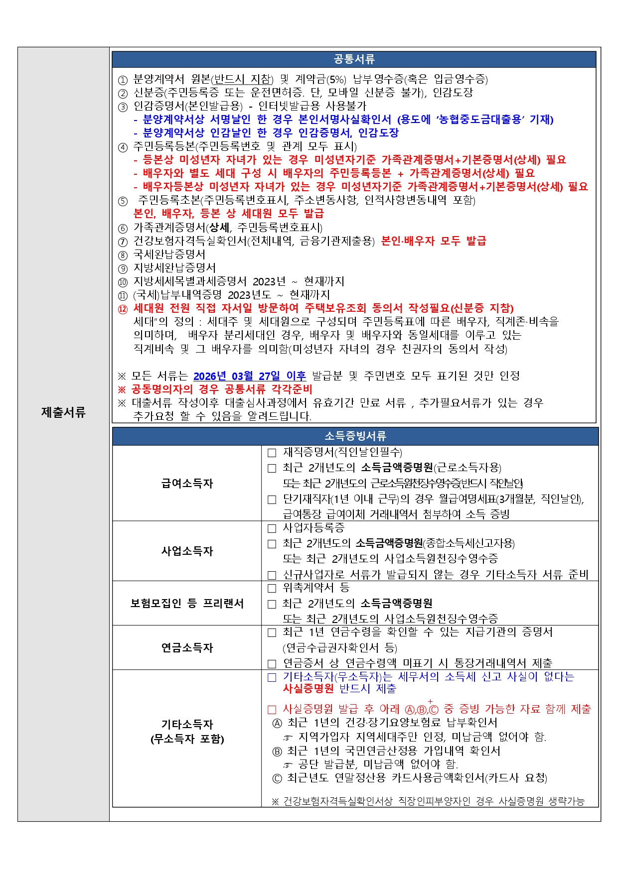 중도금 대출신청 안내